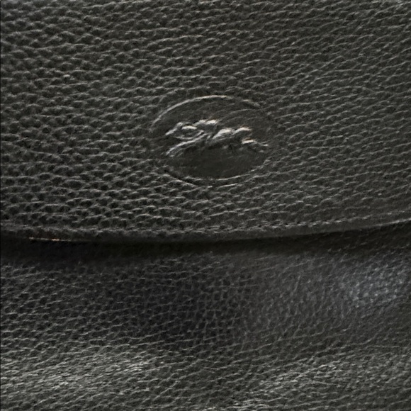 Longchamp black leather belt with belt bag and silver cross buckle main image 4
